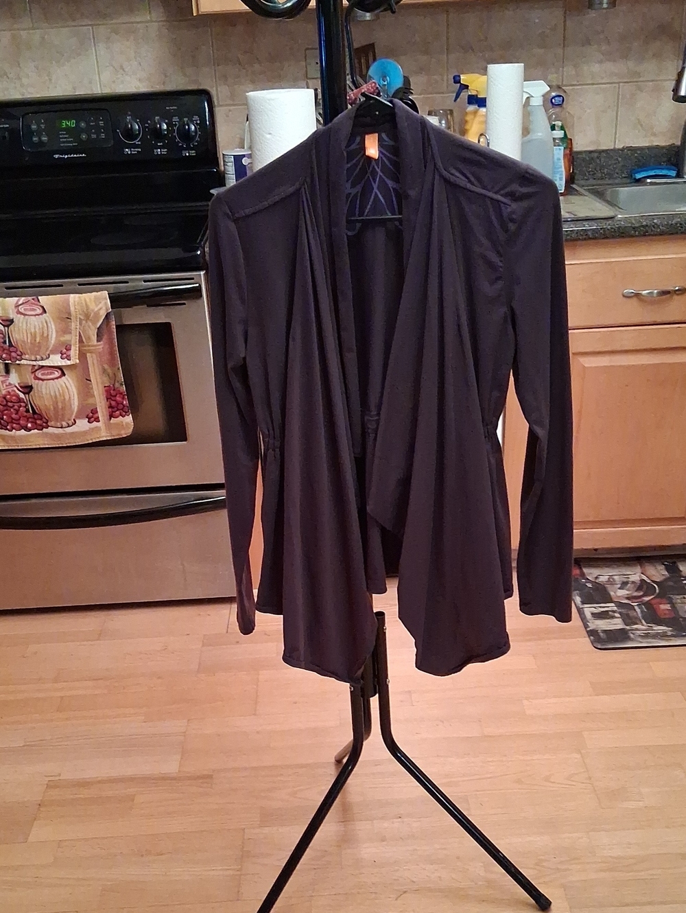 Lucy Dark Charcoal Open-Front Draped Cardigan
